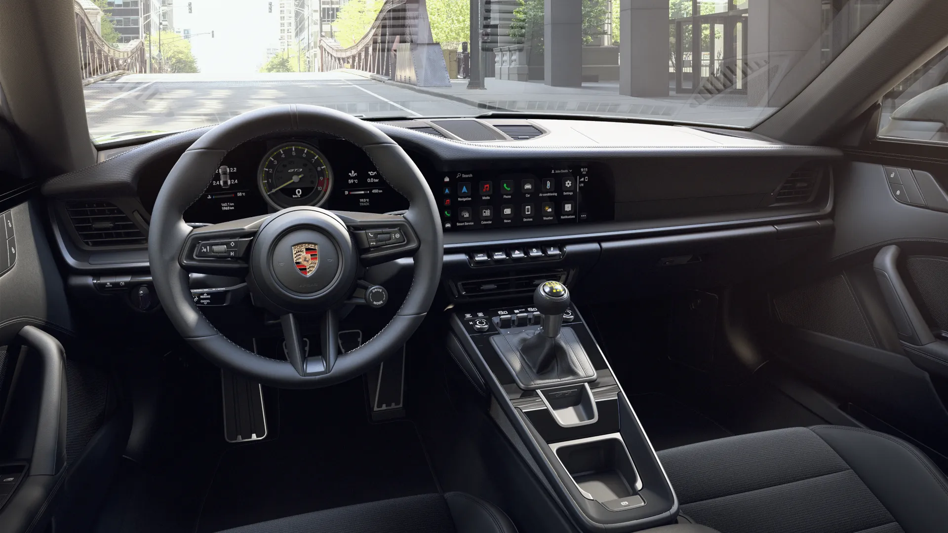 Interior view of 911 GT3 with Touring Package